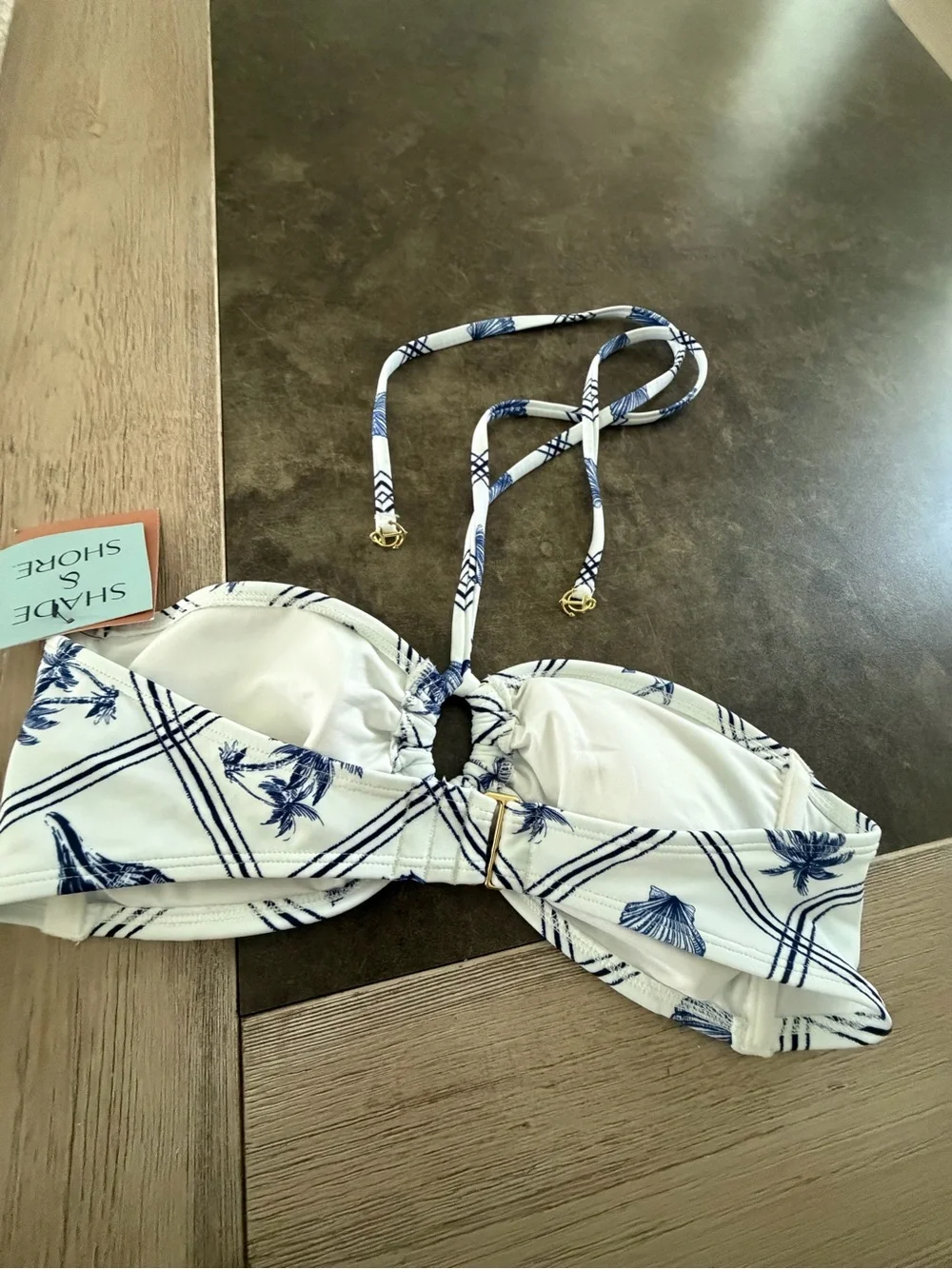 Women's Shell Print Anchor Charm Halter Bandeau Bikini Top - Shade & Shore™ Blue